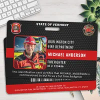Customizable Firefighter Photo Fire Department ID Badge