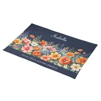 Floral Bloom Blue Cottagecore Personalized Cloth Placemat