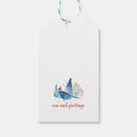 Festive Manta Ray Seas and Greetings  Gift Tags