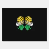 Halloween Upside Down Pineapple Swinger Skeleton Sign