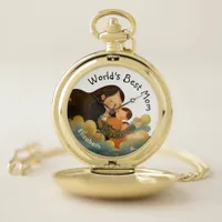 Cute Illustration of Mother & Child | Mother's Day Pocket Watch