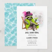 Girls Gone Feral Funny Bachelorette Pool Party Invitation