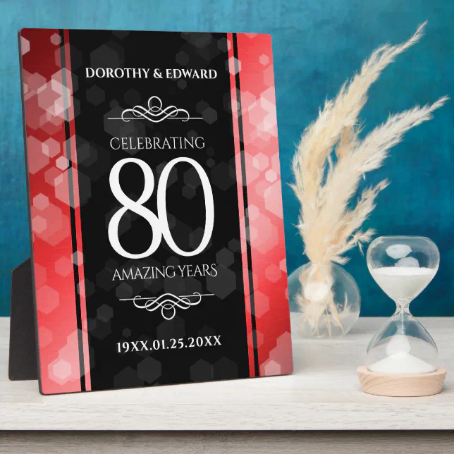 Elegant 80th Ruby Wedding Anniversary Celebration Plaque