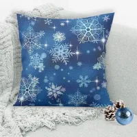 Prettiest Snowflakes Pattern Blue ID846 Throw Pillow