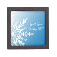 Will You Marry Me Blue Snowflake Ring Box