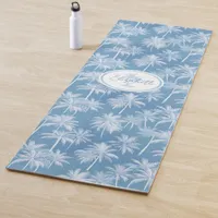 Hawaiian Palm Tree Silhouette Pattern Blue ID1093 Yoga Mat