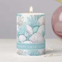 Coastal Seashell & Coral Pattern#3 ID1009 Pillar Candle