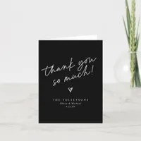 Simple modern handwriting heart wedding thank you card