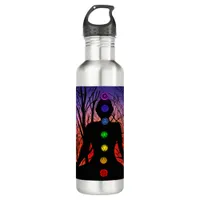 Meditation and the Trees on a starry night Sunset  Stainless Steel Water Bottle