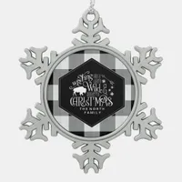 Wild Wonderful Christmas Black Buffalo Plaid ID604 Snowflake Pewter Christmas Ornament