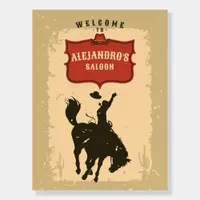Western Cowboy Rustic Name Saloon Welcome Foam Board