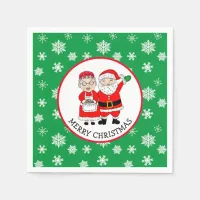 Mr and Mrs Claus, Santa Merry Christmas    Napkins