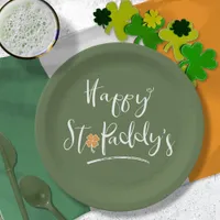 Happy St. Paddy's Orange Shamrock ID336 Paper Plates