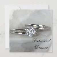 Wedding Rings on Gray Rehearsal Dinner Invitation