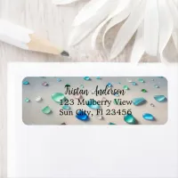 Pretty Blue and Teal Sea Glass  Personalized Label