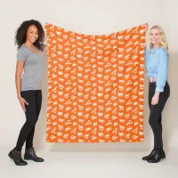 Cozy Orange and White Crab and Lobster Patterned Fleece Blanket