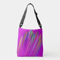 Colorful stripes on fuchsia background, modern  crossbody bag