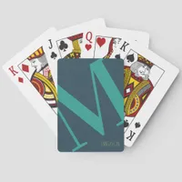 Bold Monogram Name Green Poker Cards