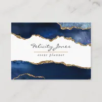 Navy Blue and Gold Geode Agate Stone Business Card