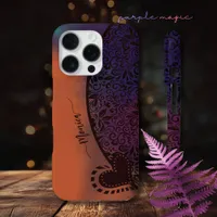 Colorful Purple Orange Modern Floral Pattern iPhone 16 Pro Case