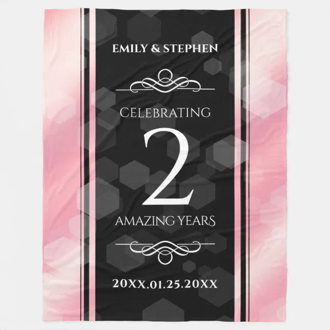 Elegant 2nd Rose Quartz Wedding Anniversary Fleece Blanket