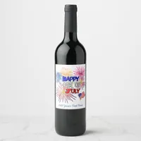 Happy Fourth of July Personalize Wine or Sparkling Wine Label