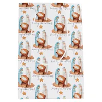 Simple Nativity Pattern Script Merry Christmas Medium Gift Bag