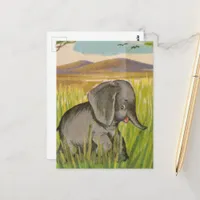 A Cute Vintage Baby Elephant Postcard