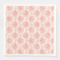 Abstract Floral Watercolor Pattern Peach and Pink Paper Dinner Napkins