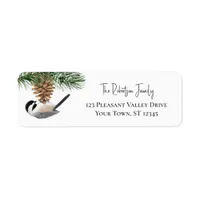 Christmas Chickadee Pinecone Return Address Label