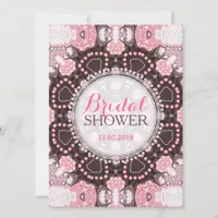 Ethereal Pink Geometric Mandala Boho Bridal Shower Invitation