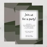 Green Camo Block All Purpose Party Invitation