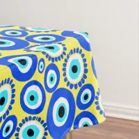 Yellow Blue Greek Eye Colorful Pattern Tablecloth