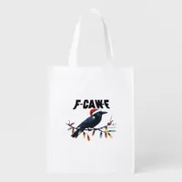 Funny Crow Christmas Classic Retro Design Grocery Bag