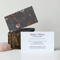 Rose Gold And Mid Grey Dog Walker Paw Print Business Card