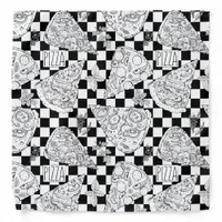 Black White Checkerboard Italian Pizza Chef Bandana