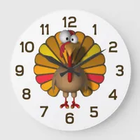 Thanksgiving Cartoon Turkey Large Clock