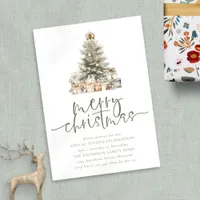 Minimalist Merry Christmas Tree Sage Script Party Invitation