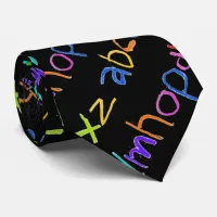 Colorful ABC Rainbow Crayons Kid's Handwriting Neck Tie