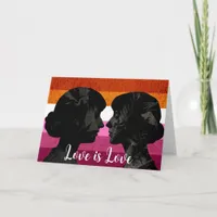 Lesbian Flag with Two Woman Silhouettes  Card