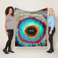 Ethereal Cosmic Eye Monogram Vibrant Abstract Art Fleece Blanket