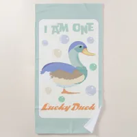 One Lucky Duck &  Bubbles Green  Pastel  Beach Towel