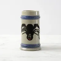 Funny Cartoon Black Spider Halloween Black Widow Beer Stein