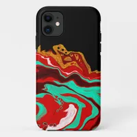 Black, Gold, Burgundy, Marble Art   iPhone 11 Case