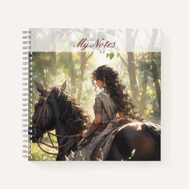 Anime horseback ride in the woods notebook