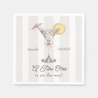 A Tini One Is on the Way Martini Baby Shower Napkins