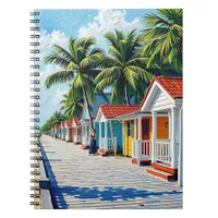 Colorful Tropical Vibrant Beach Huts Notebook