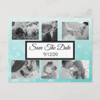Teal bubbles Photo Save the Date Announcement Postcard
