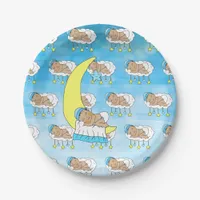 Sweet Little Ethnic Baby Sleeping on the Moon Paper Plates
