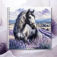 Pretty Gray Horse Standing in Lavender Notebook